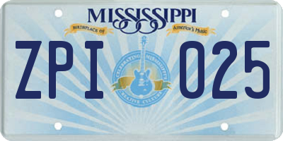 MS license plate ZPI025