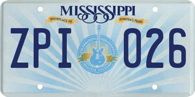 MS license plate ZPI026