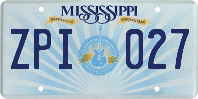 MS license plate ZPI027