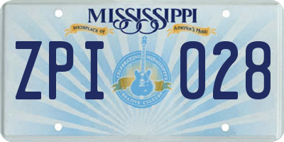 MS license plate ZPI028