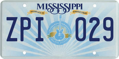 MS license plate ZPI029