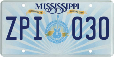 MS license plate ZPI030