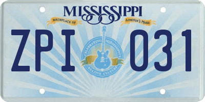 MS license plate ZPI031