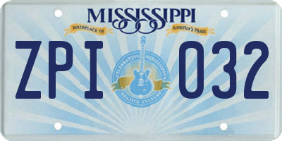 MS license plate ZPI032