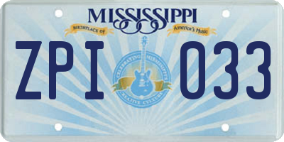MS license plate ZPI033