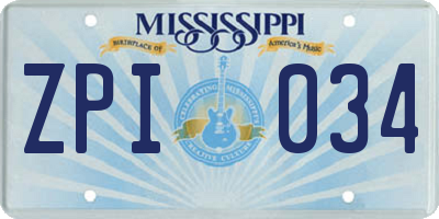 MS license plate ZPI034