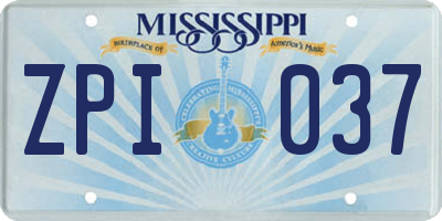 MS license plate ZPI037