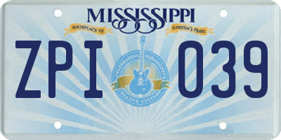 MS license plate ZPI039