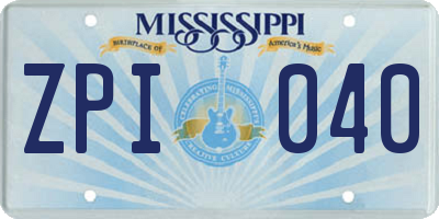 MS license plate ZPI040