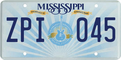 MS license plate ZPI045