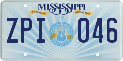 MS license plate ZPI046