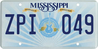 MS license plate ZPI049