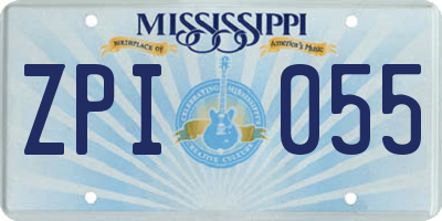 MS license plate ZPI055