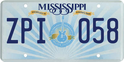 MS license plate ZPI058