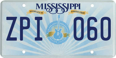 MS license plate ZPI060