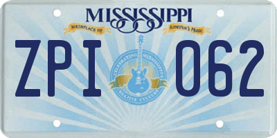 MS license plate ZPI062