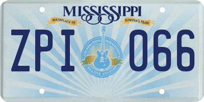MS license plate ZPI066