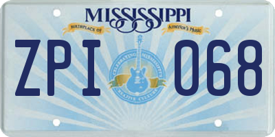 MS license plate ZPI068