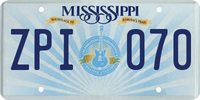 MS license plate ZPI070