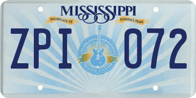 MS license plate ZPI072