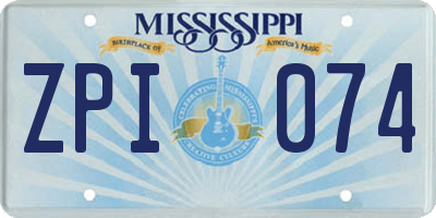 MS license plate ZPI074