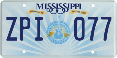 MS license plate ZPI077
