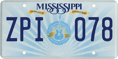 MS license plate ZPI078