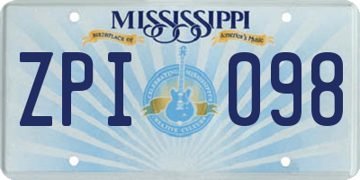MS license plate ZPI098