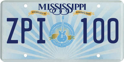 MS license plate ZPI100