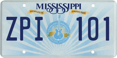 MS license plate ZPI101