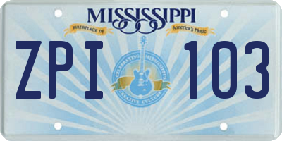 MS license plate ZPI103