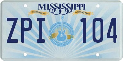 MS license plate ZPI104