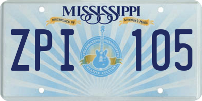 MS license plate ZPI105
