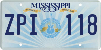 MS license plate ZPI118