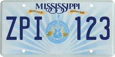 MS license plate ZPI123