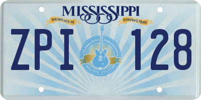 MS license plate ZPI128