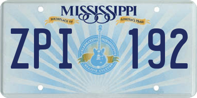 MS license plate ZPI192