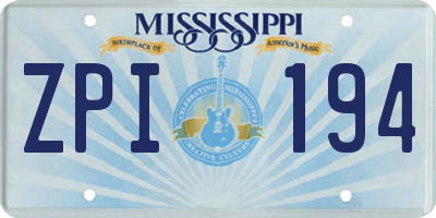 MS license plate ZPI194