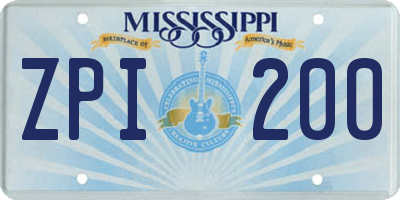 MS license plate ZPI200