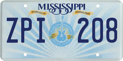 MS license plate ZPI208