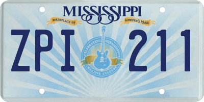 MS license plate ZPI211