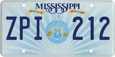 MS license plate ZPI212
