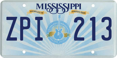 MS license plate ZPI213