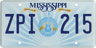 MS license plate ZPI215