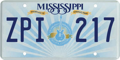 MS license plate ZPI217