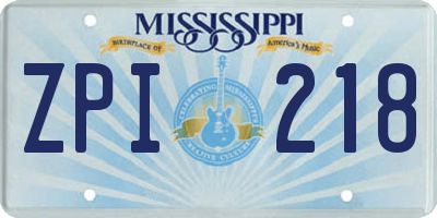 MS license plate ZPI218
