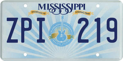 MS license plate ZPI219