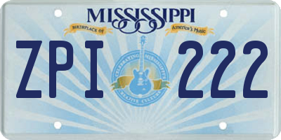 MS license plate ZPI222