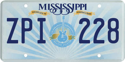 MS license plate ZPI228
