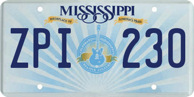 MS license plate ZPI230